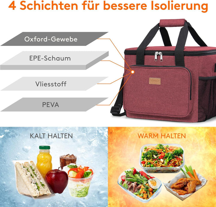 Lifewit 24L Kühltasche klein unterwegs, Isolierte Cooler Bag Lunchtasche faltbar für Herren und Dame