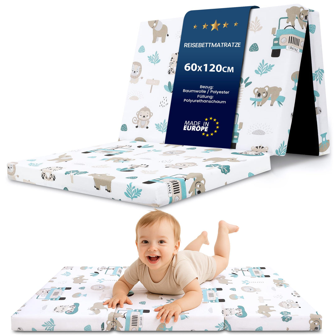 Klappmatratze Faltbare Reisebett Baby Matratze 60x120 cm - Faltmatratze für Kinder Gästematratze kla
