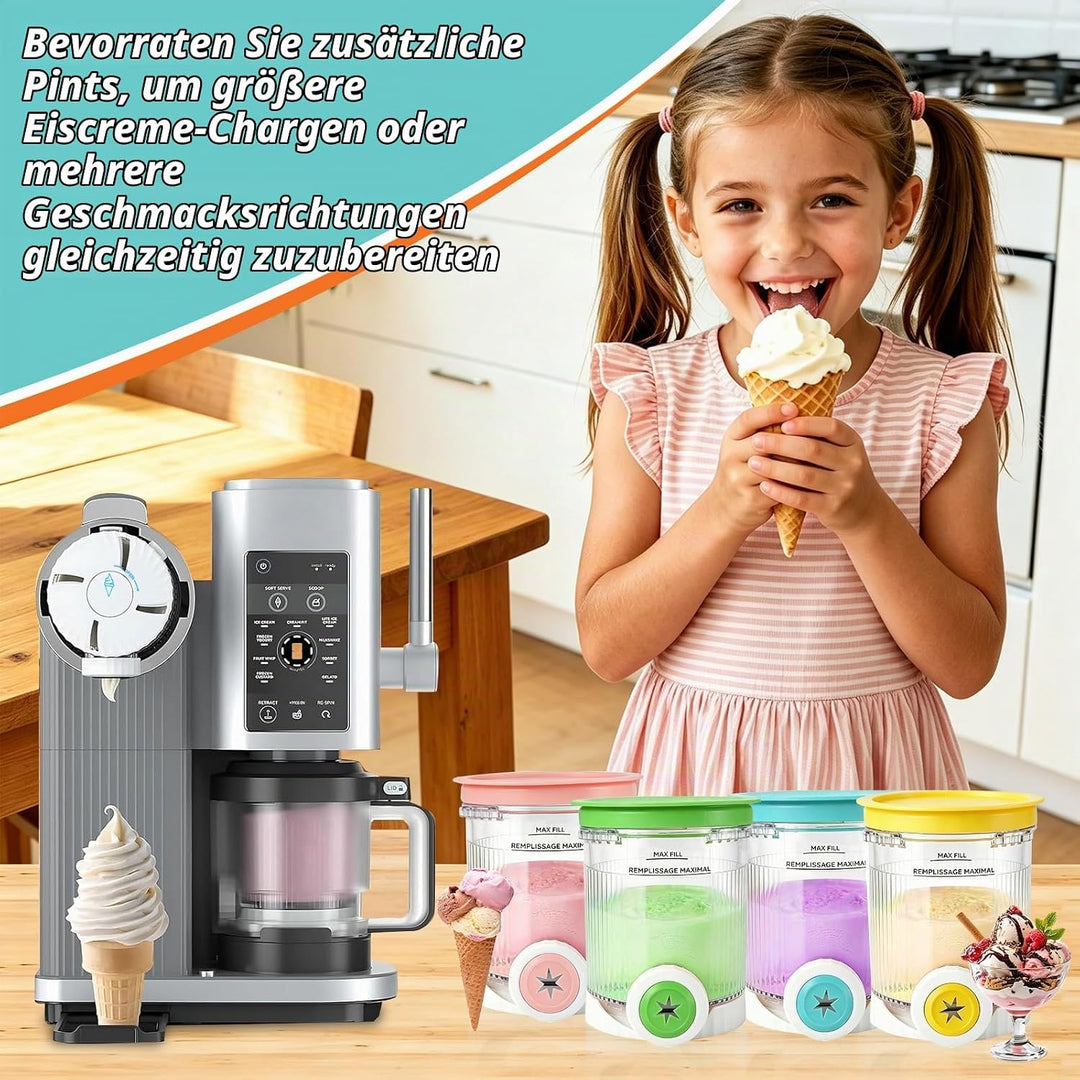 Ninja Creami Behälter für Ninja Creami Swirl, 4 Stück 408ML Behälter mit Farbigen Dichtdeckeln für N