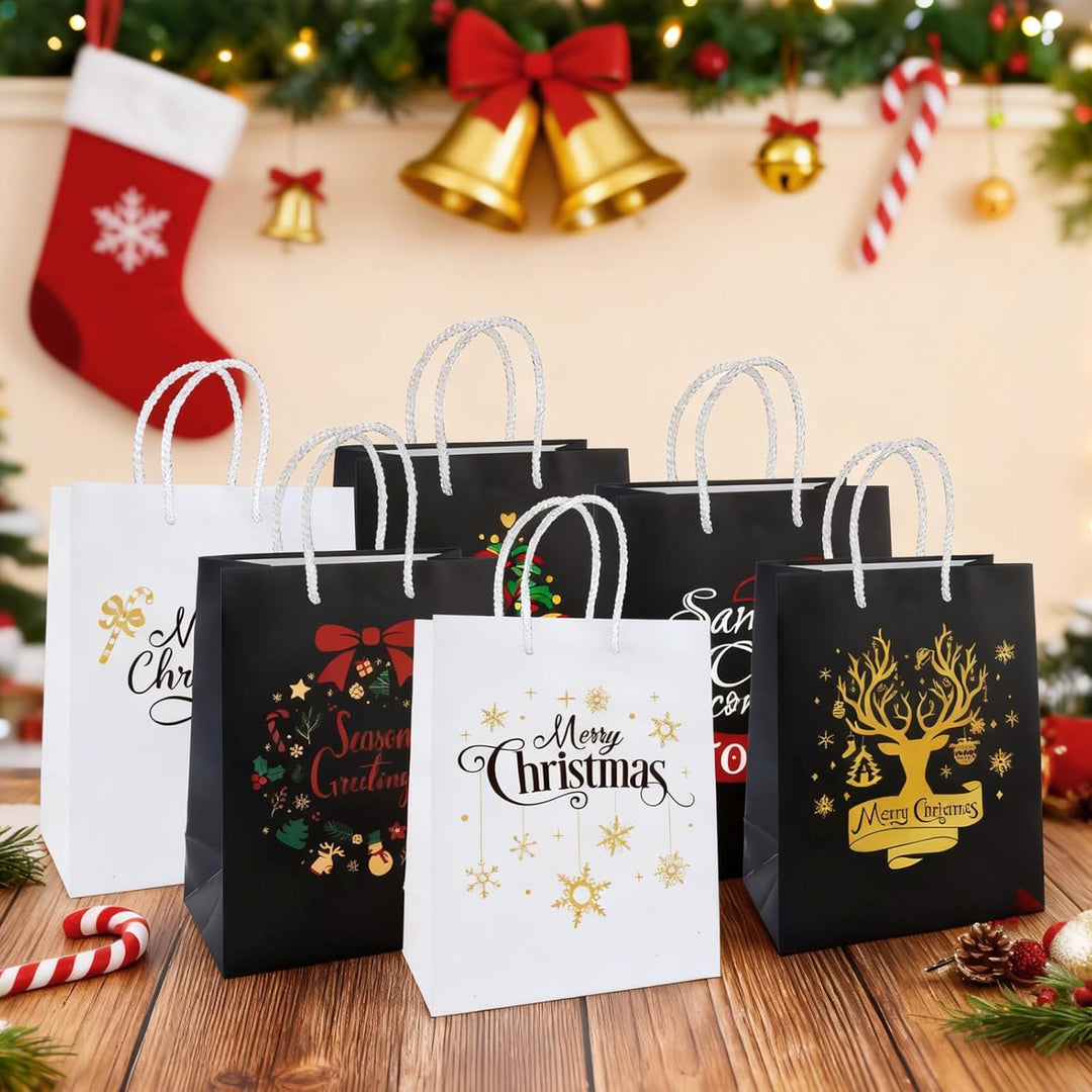 Joxessaien XXL Geschenktüten Weihnachten – 12 Stück Elegante Weihnachts Geschenktaschen aus Papier m