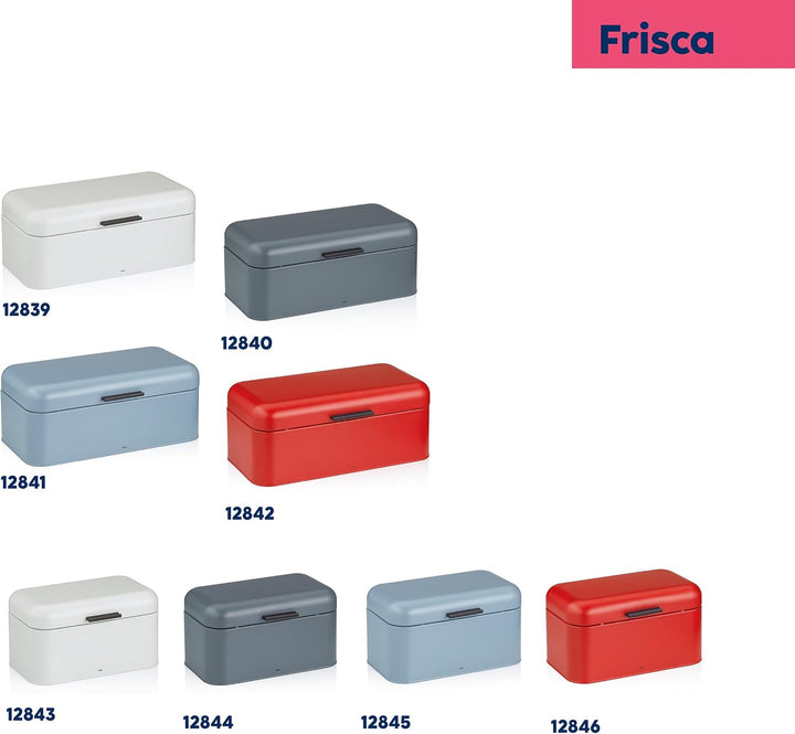 kela Brotkasten Metall mit Lüftungslöcher 42,5x22,5x17,5cm, grosse Brotbox mit Klappdeckel, FRISCA,