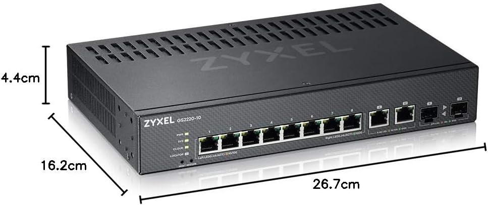 Zyxel GS2220-10-EU0101F Network Switch Managed L2 Gigabit Ethernet (10/100/1000) Black, GS2220-10-EU