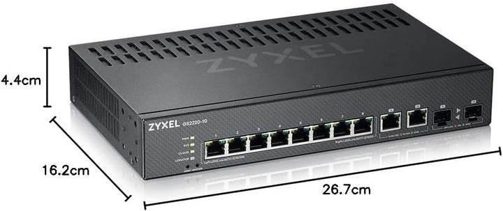 Zyxel GS2220-10-EU0101F Network Switch Managed L2 Gigabit Ethernet (10/100/1000) Black, GS2220-10-EU