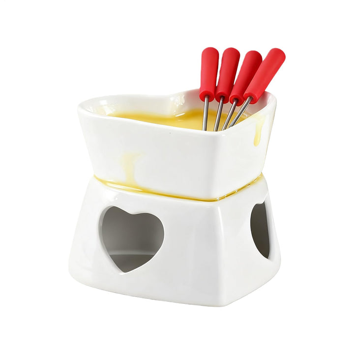 Schokofondue Tasse, Keramik Fondueset, Becher Zum Schmelzen Von Schokolade Mit 4 Gabel, Schoko Fondu