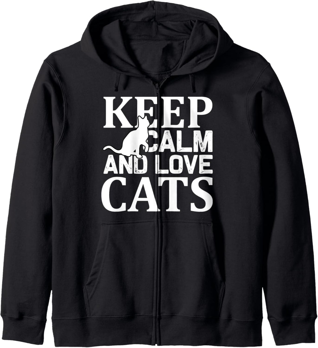 Keep Calm And Love Cats Animal Lover Kapuzenjacke