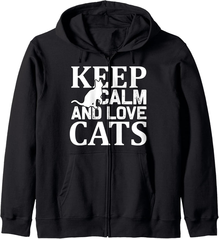 Keep Calm And Love Cats Animal Lover Kapuzenjacke