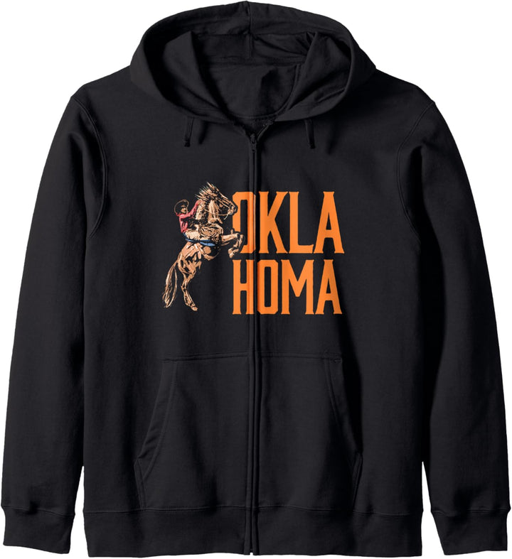 Oklahoma Retro Roping Cowboy Vintage Graphic Kapuzenjacke