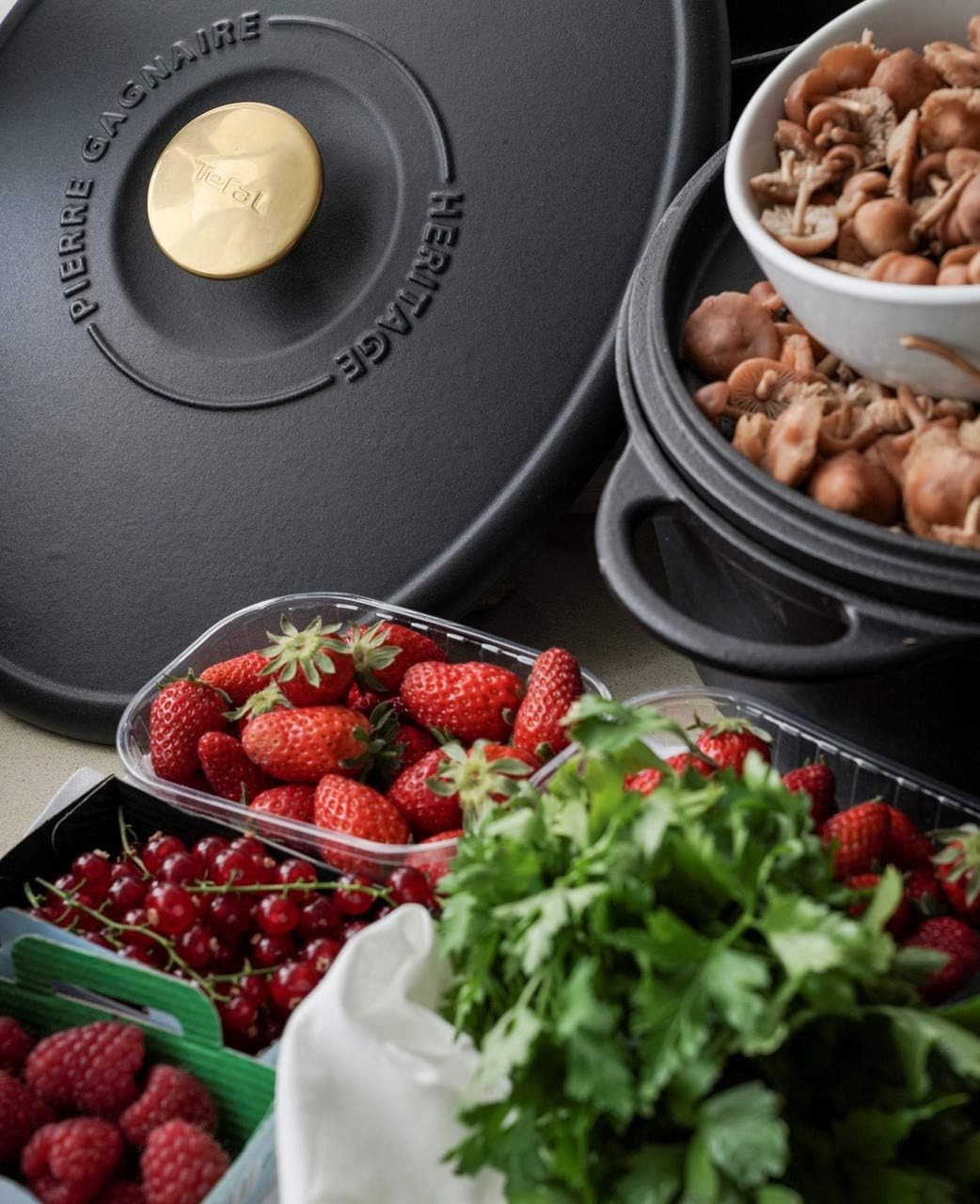 TEFAL Pierre GagnNAIRE HERITAGE Bräter aus Stahlguss, rund, 19 cm / 2,2 l, Induktion, E2230204 Ronde