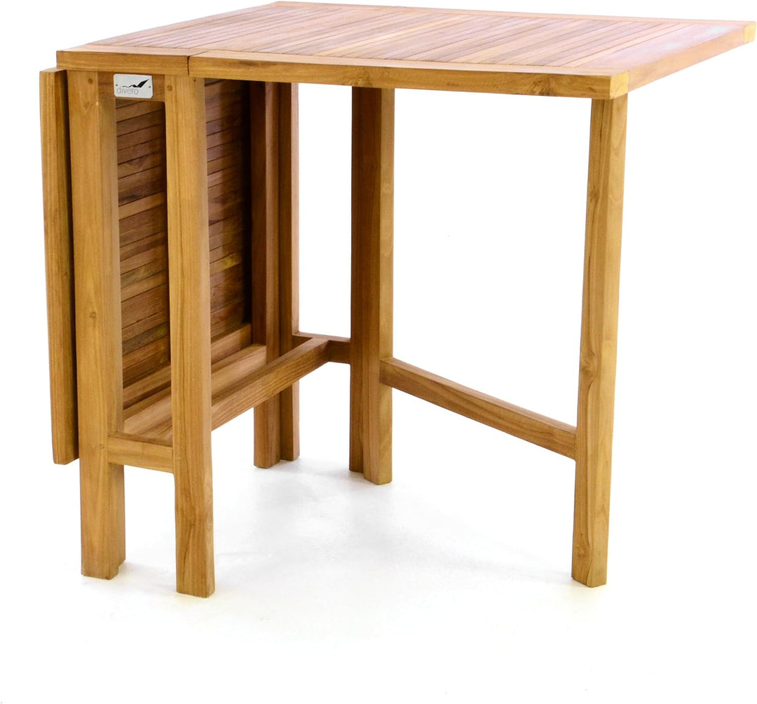 Divero Balkontisch Gartentisch Klapptisch Teak Holz Tisch für Terrasse Balkon Garten – wetterfest ma