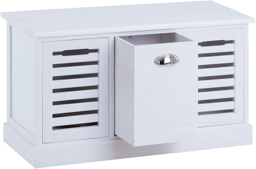 CARO-Möbel Sitzbank TRIENT Garderobenbank Sitztruhe in weiss mit 3 Schubkästen, Vintage Shabby Look