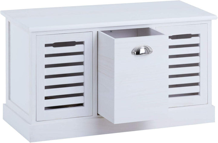 CARO-Möbel Sitzbank TRIENT Garderobenbank Sitztruhe in weiss mit 3 Schubkästen, Vintage Shabby Look
