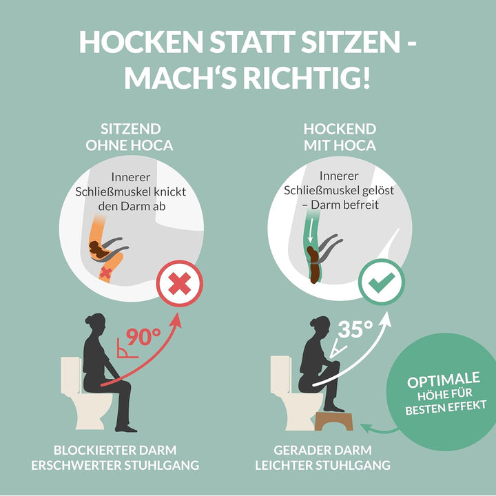 Hey Nature Hoca Holz Mobil Toilettenhocker klappbar aus FSC Bambus gegen Hämorrhoiden, Verstopfung &