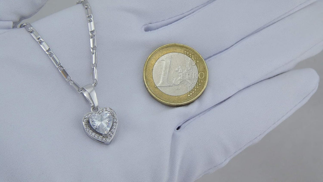 Hanessa Hals-kette Damen-Schmuck platiniert in Silber Herz Anhänger Geschenk zu Weihnachten für die