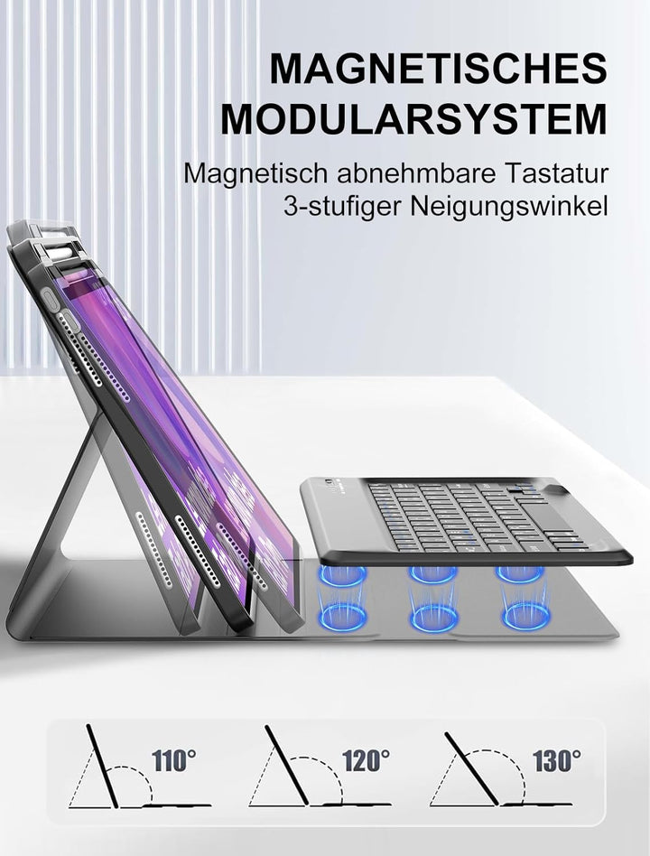 JADEMALL Hülle mit Tastatur für Lenovo Idea Tab Pro 12,7" (2025), Abnehmbare QWERTZ Bluetooth Tastat