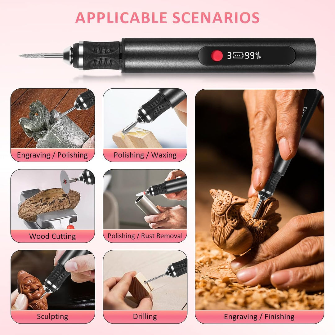 Customizer Gravierstift Set kabellos, wiederaufladbarer Customizer Engraving Pen mit 3 Geschwindigke