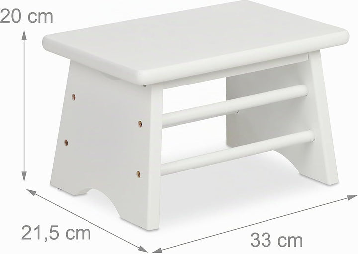 Relaxdays Fussbank Bambus, bis 100 kg, Stabiler Tritthocker, HxBxT: 20 x 33 x 21,5 cm, Kinderhocker