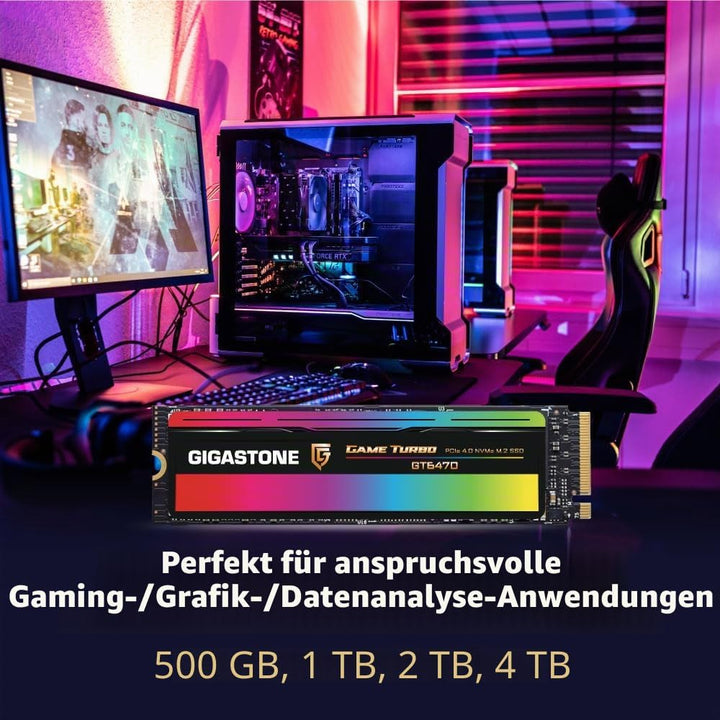 Gigastone M.2 SSD 1TB PCIe 4.0x4 NVMe M.2 2280 Game Turbo Gen4 PCIe Internal Solid State Drives 7,00