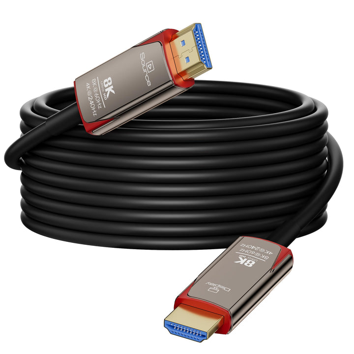 8K Glasfaser HDMI Kabel 15 m, 48Gbps ultraschnelles dünnes HDMI Kabel, 8K bei 60 Hz, 4K bei 240 Hz,