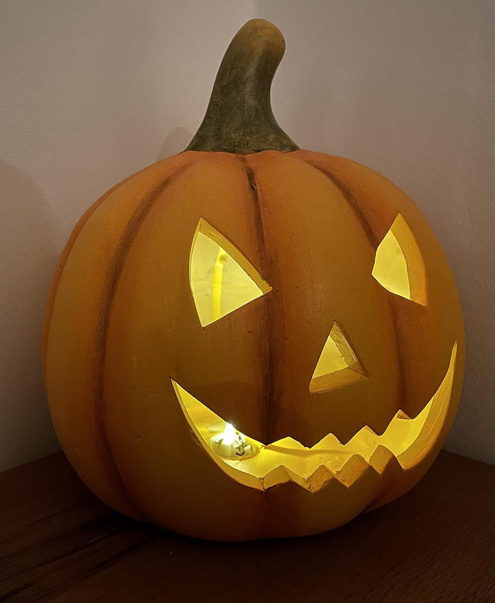 khevga Halloween Deko Kürbis Herbstdeko Windlicht Deko-Kürbis LED Timer Beleuchtet (Mit LED Timer),