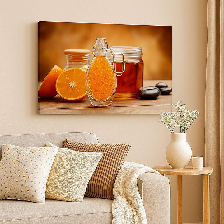Bilder auf Leinwand 100x70cm Leinwandbild Essen Honig Glas Vitamin Gross Wanddeko Bild Schlafzimmer