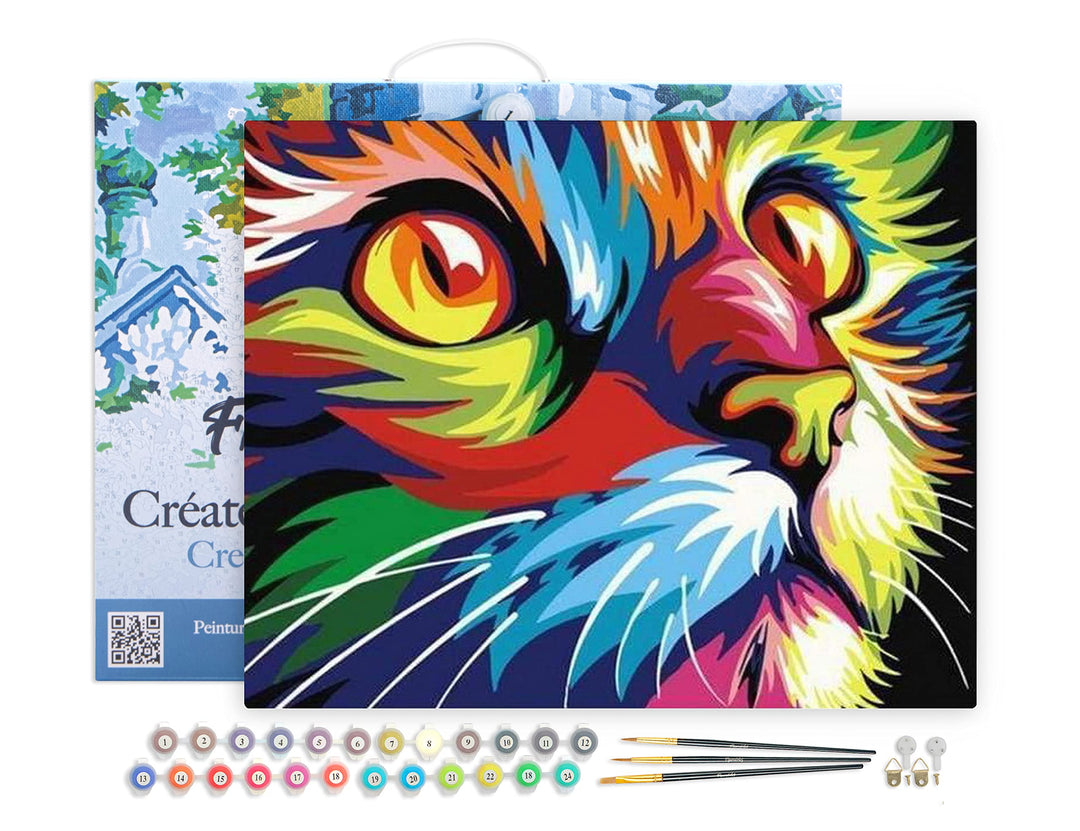 Figured'Art Malen Nach Zahlen Erwachsene Mit Rahmen Raubkatze Pop Art - Paint by Numbers Basteln DIY