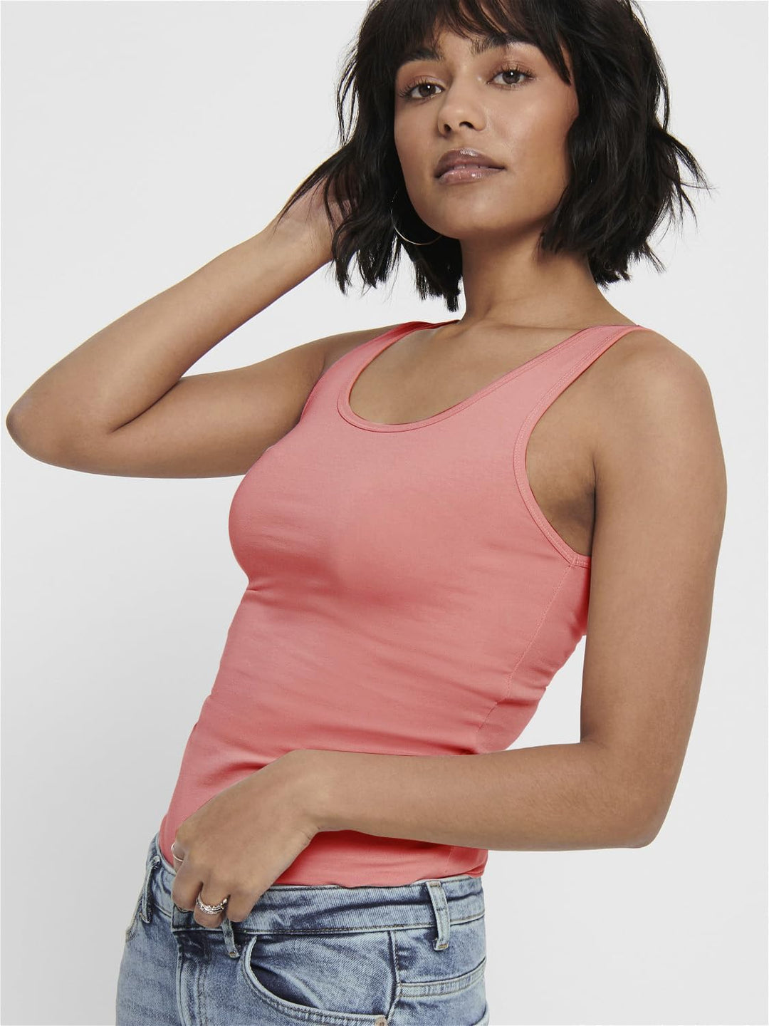 ONLY Damen Onllive Love Long Tank Noos Top S 3er Pack (Lightest Sky, Brandied Apricot, Chateau Grey)