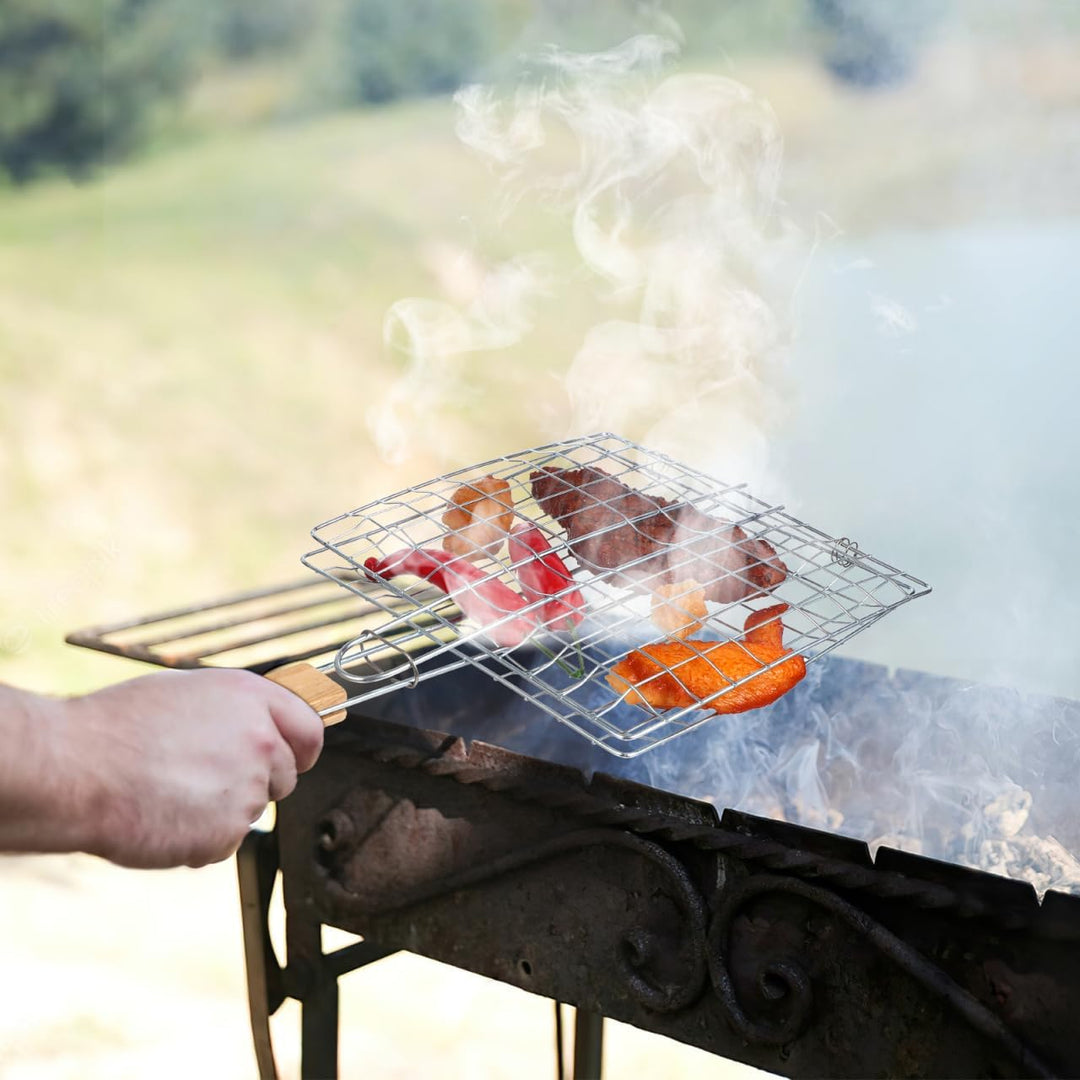 PRETYZOOM Edelstahl Grillzubehör Bbq Fisch Clip Grillnetz Halter 15 Zoll Grillkorb Für Outdoor Grill