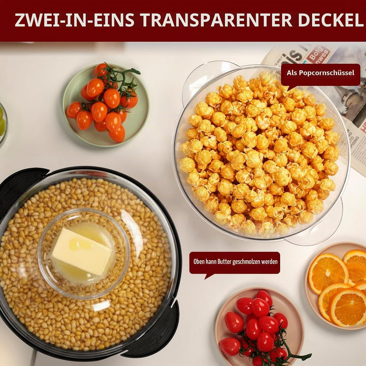 Cozary Popcornmaschine,5L Popcorn-Maker Gross für Zuhause für Zucker, Öl, Butter, mit Abnehmbarer He