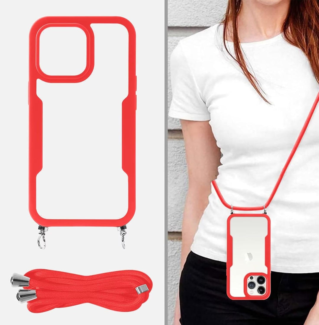 FERLAN Handykette für iPhone 17 Hülle mit Band,Transparent 360 Grad Rundumschutz Schutzhülle mit Int