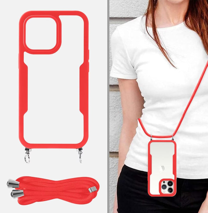 FERLAN Handykette für iPhone 17 Hülle mit Band,Transparent 360 Grad Rundumschutz Schutzhülle mit Int