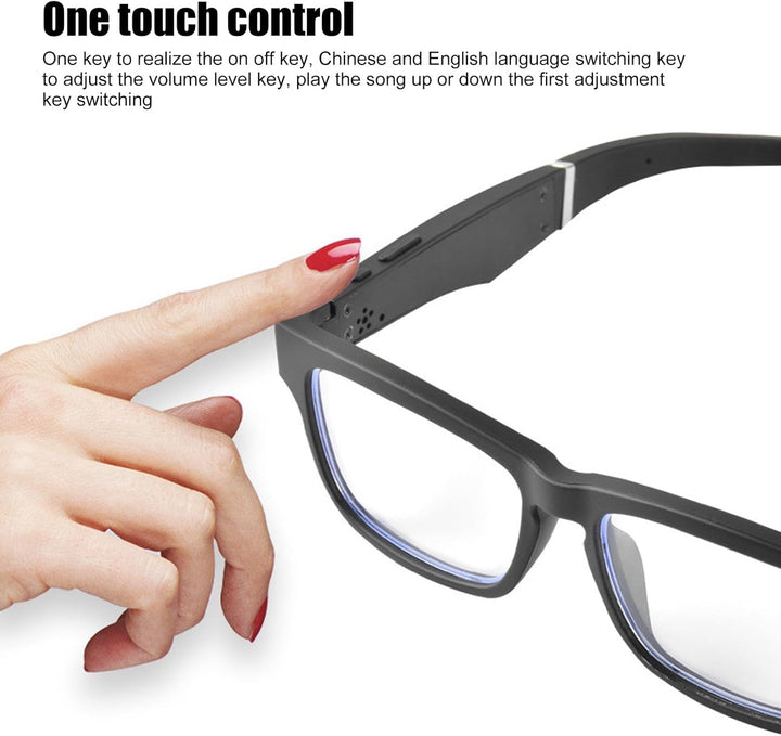 Smart-Brille, Open-Ear-Kopfhörer Bluetooth, Stereo-Sound-Musik und Freisprechen, Stereo-Open-Audio-M