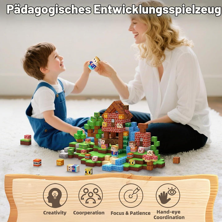 KIDCHEER Magnetische Bausteine 200 Stück, Wald Magnetbausteine für Kinder, Montessori Magnetblöcke S