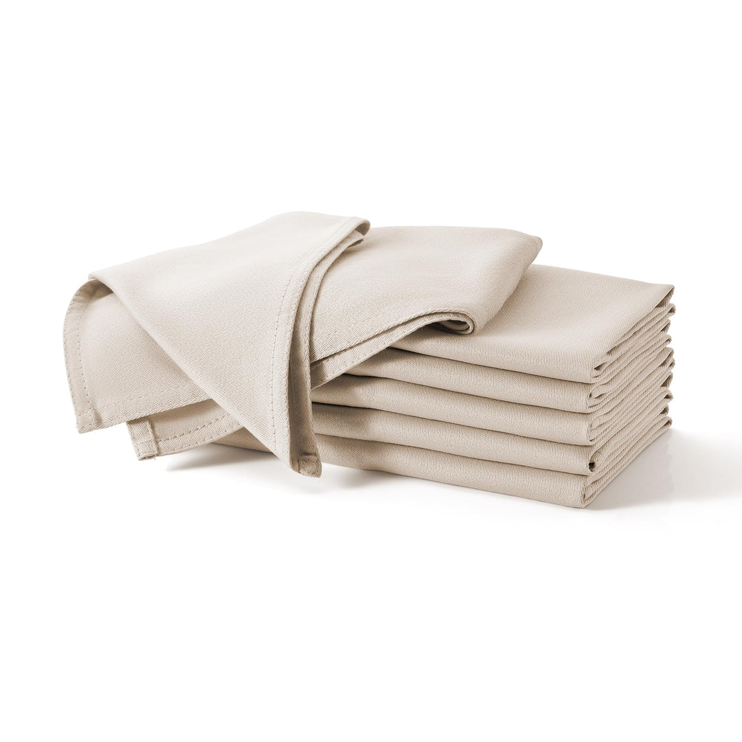 12 Stoffservietten mit Faltanleitung aus extra hochwertiger Baumwolle 40x40cm (Beige) Beige 12er Set