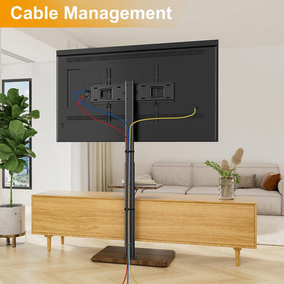 FORGING MOUNT TV Ständer Standfuss Fernsehstand für 32 bis 70 Zoll Flach & Curved Fernseher, Holz TV