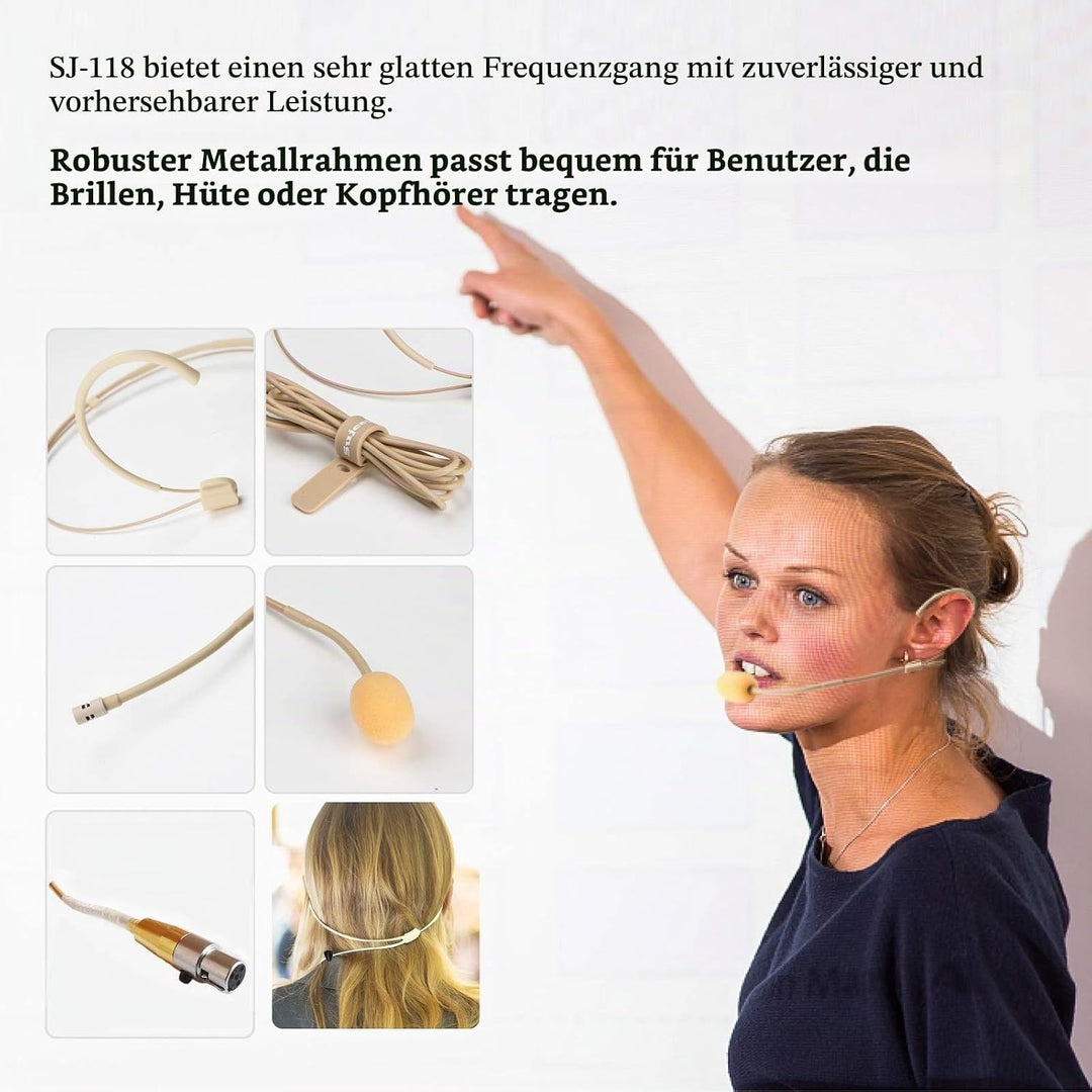 Sujeetec Headset Mikrofon Stirnband mic für Shure kabellos Bodypack Transmitter Taschensender - Idea