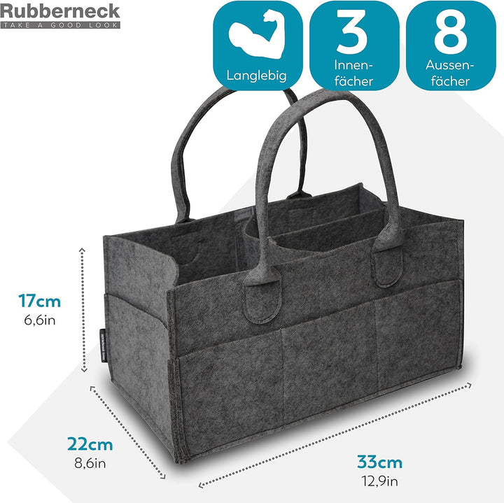 Rubberneck Baby Windel Filztasche - tragbare Wickeltasche, Allzweck Organizer aus Filz (Dunkelgrau,