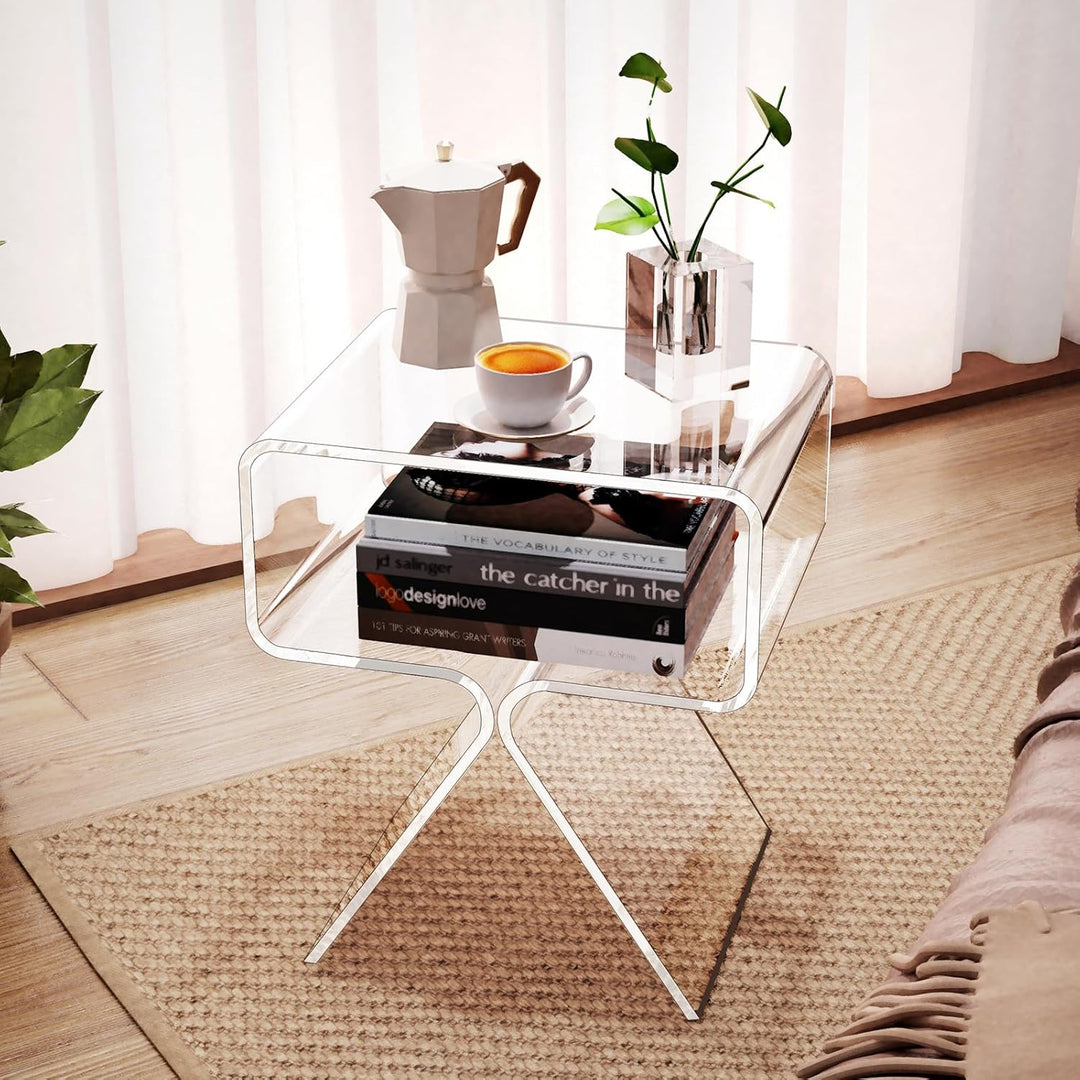 solaround Acryl Beistelltisch, Retro Modern Transparent Tisch Nachttisch für Wohnzimmer(transparent)