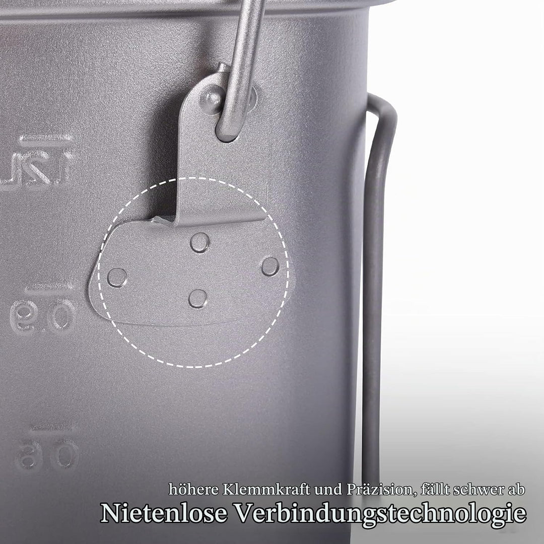 iBasingo Titan Kantine Becher Set 1500ml 600ml Outdoor Camping Kochgeschirr Tragbares Ultraleicht Ko