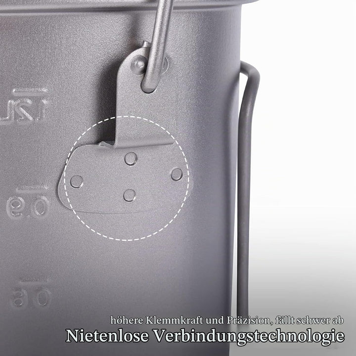 iBasingo Titan Kantine Becher Set 1500ml 600ml Outdoor Camping Kochgeschirr Tragbares Ultraleicht Ko