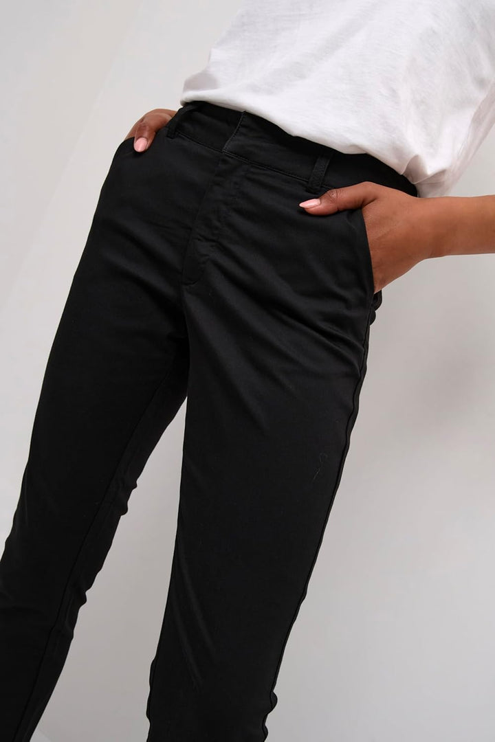 KAFFE Casual Hose Kalea Damen Chino Hose Elegant Klassische Stoffhose 32 Black Deep, 32 Black Deep