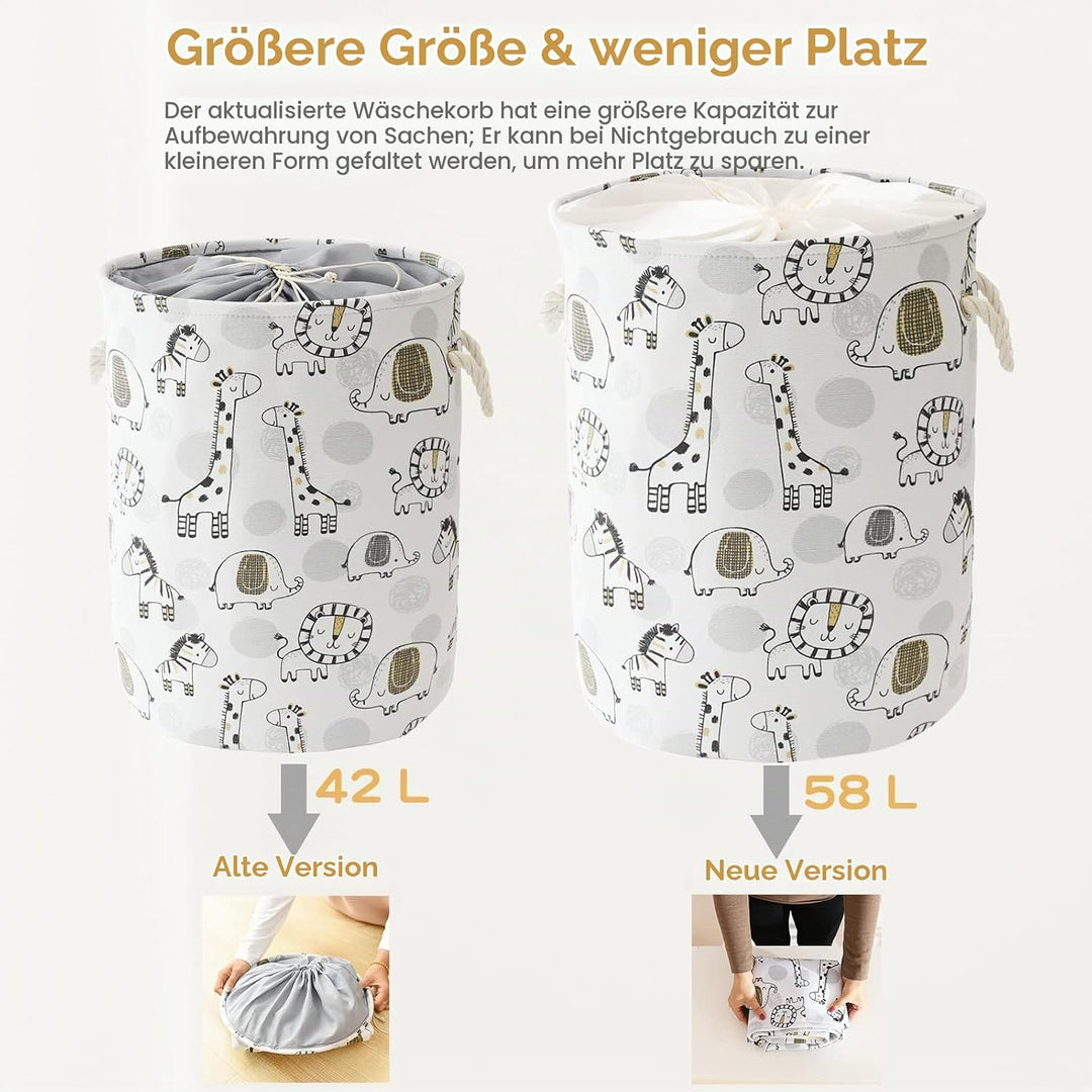 YFNHOME Faltbar Wäschekörbe, 58L Extra Gross Spielzeug Aufbewahrung Wäschekorb Aufbewahrungskorb Kin