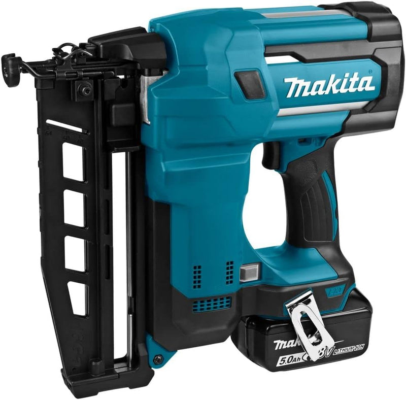 Makita Akku-Stauchkopfnagler 64 mm 18,0 V / 5,0 Ah, 2 Akkus + Ladegerät im MAKPAC Single mit 2 Akkus