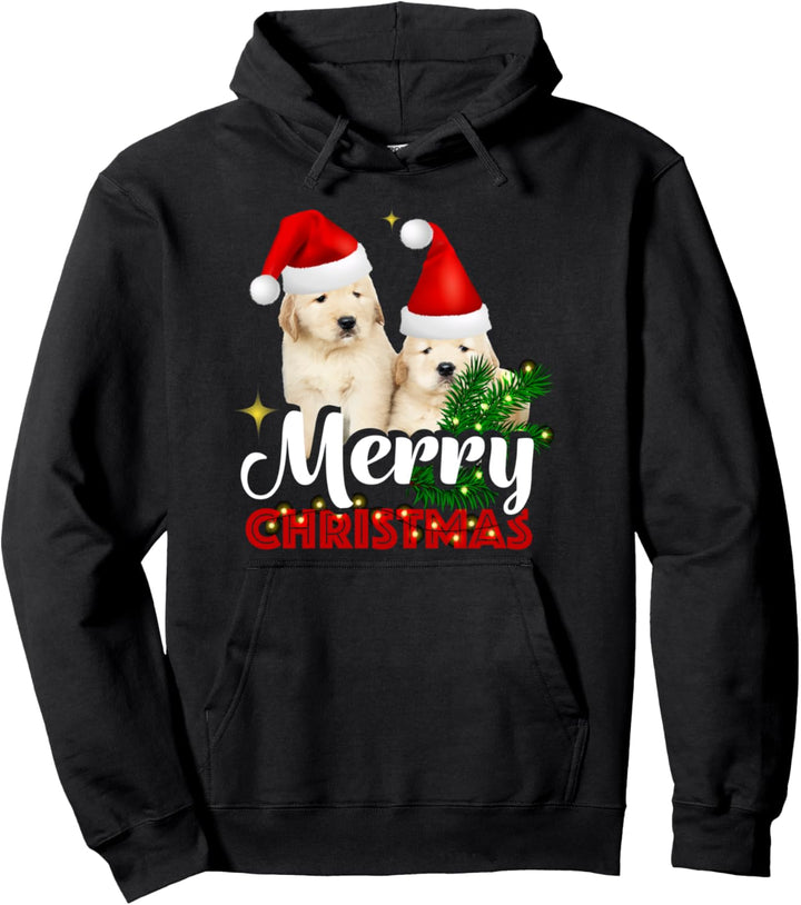 Frohe Weihnachten Geschenke Süsser Golden Retriever Welpen Pullover Hoodie