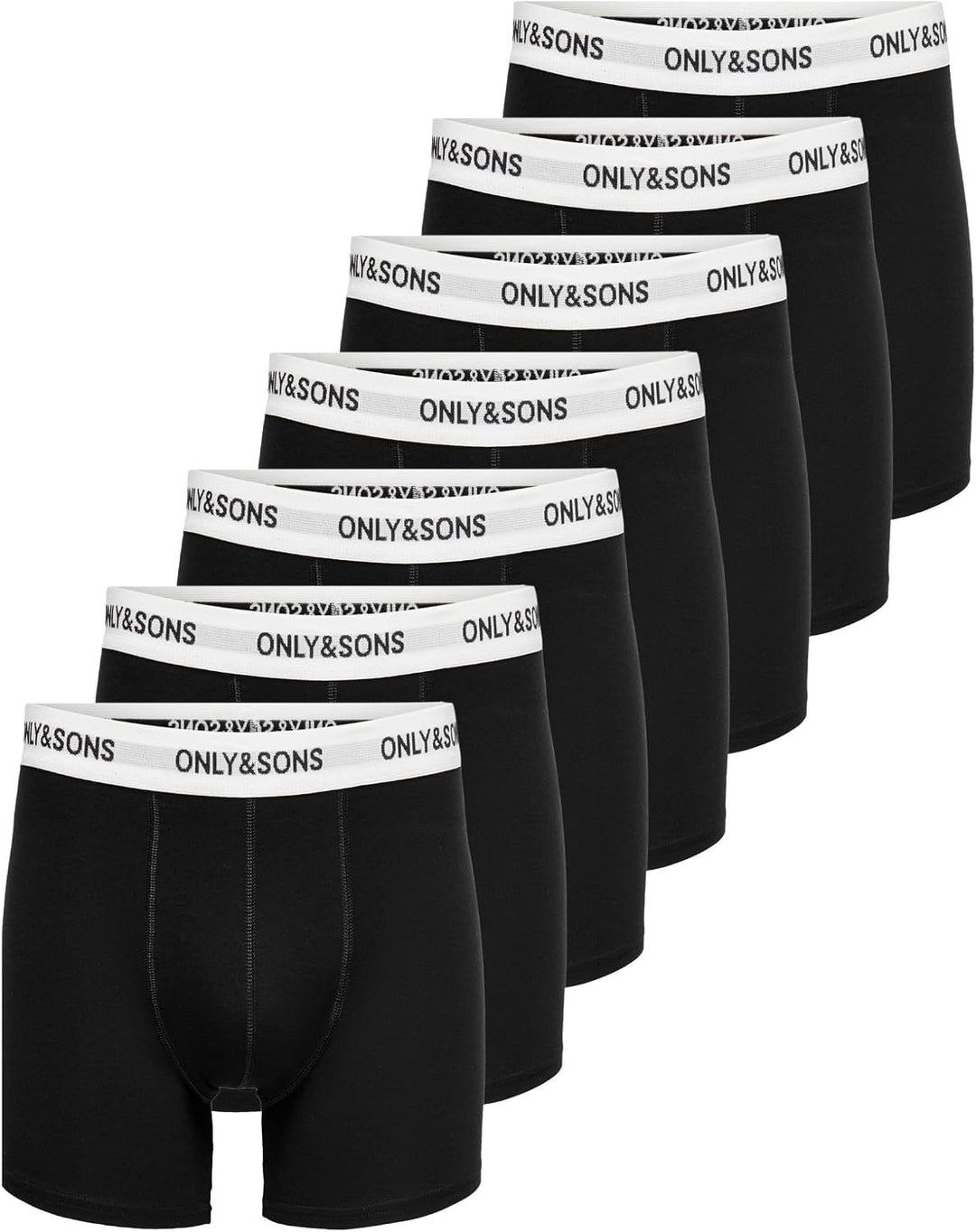 ONLY & SONS Herren Onsfitz Solid Black Trunk 7-pack Noos L Black/Detail:white Waist Black Logo, L Bl