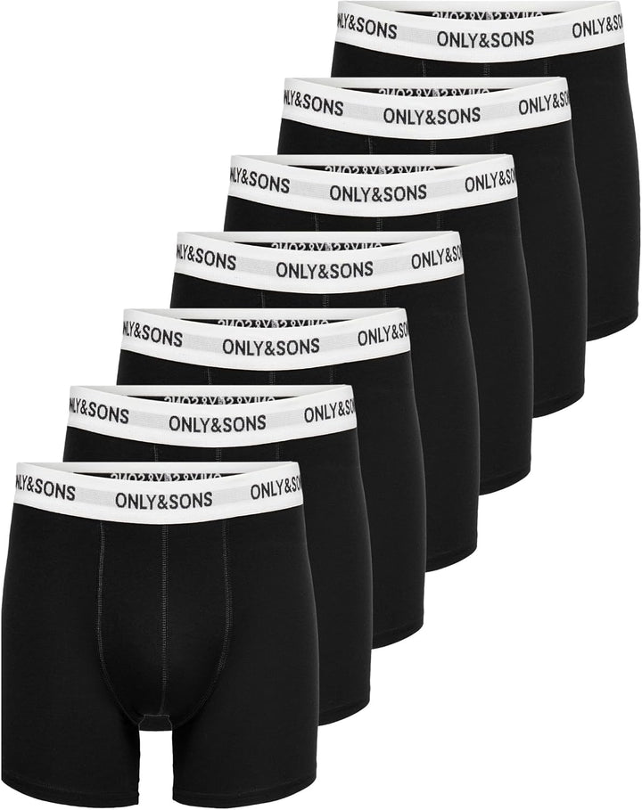 ONLY & SONS Herren Onsfitz Solid Black Trunk 7-pack Noos L Black/Detail:white Waist Black Logo, L Bl
