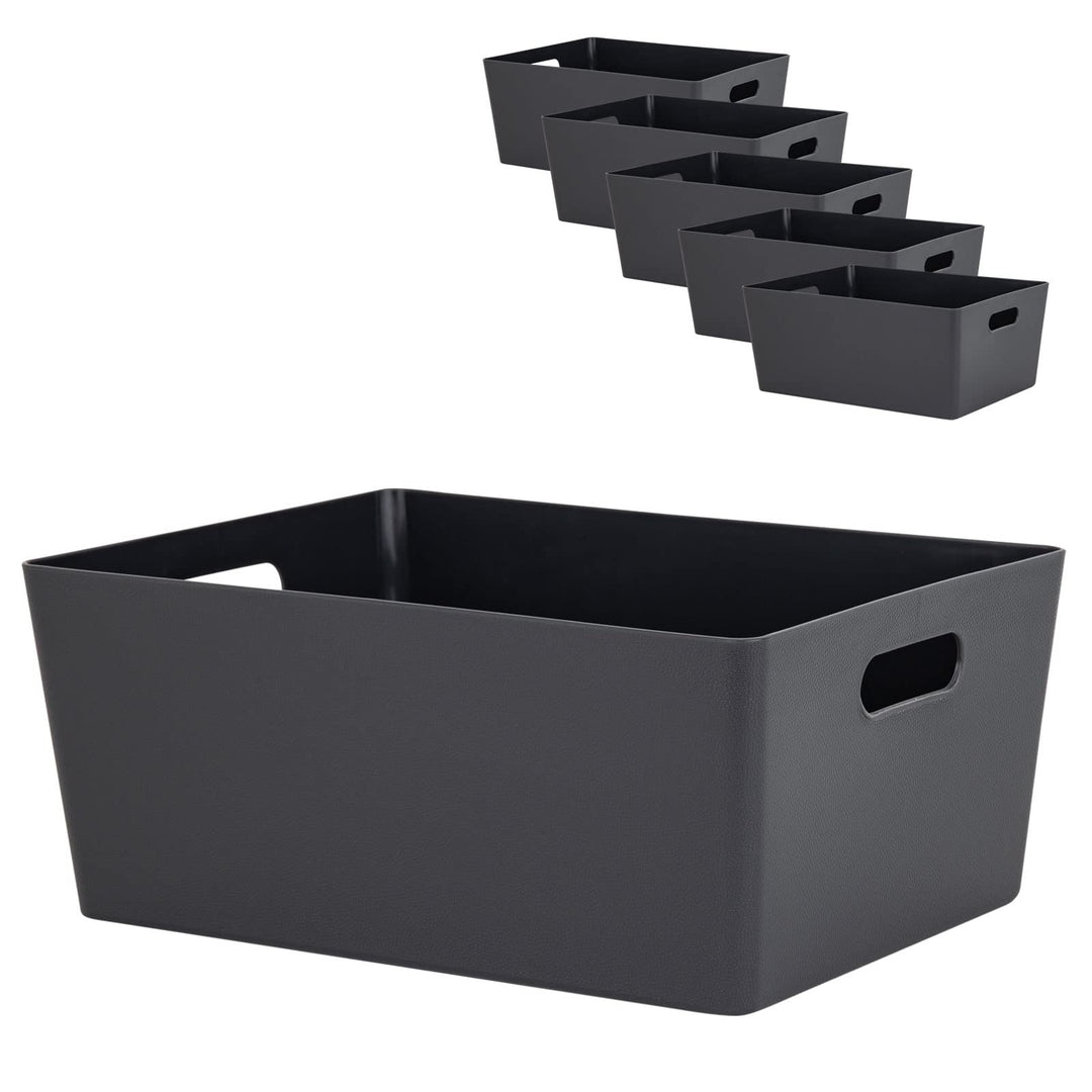 6 x Ordnungsbox - 15 cm hoch - anthrazit - 26 x 35 cm - DINA4-Format - - Ordnungskorb - Regalorganiz
