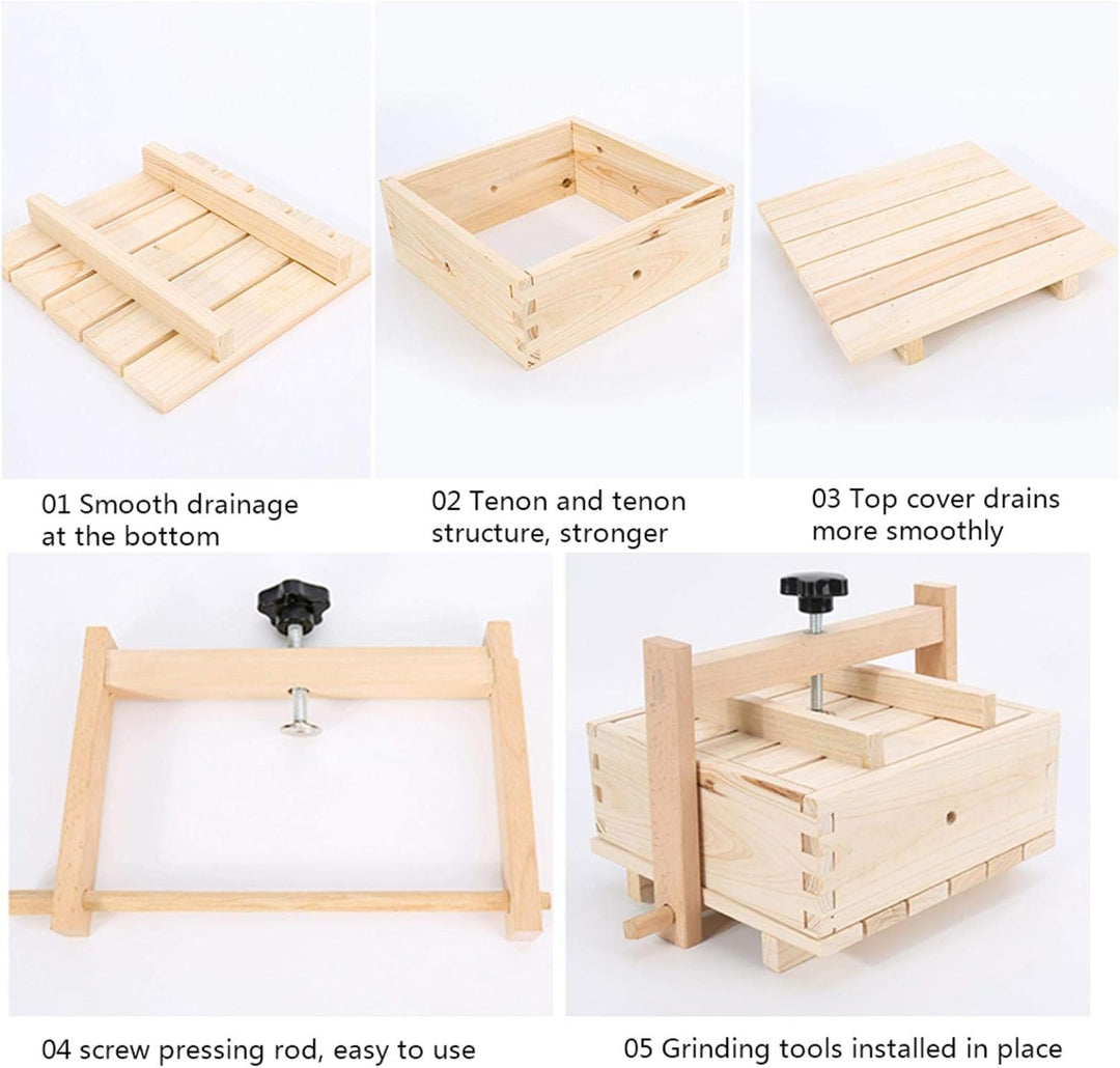 Tofupresse Holz Tofu Maker Form - 2-in-1 Holz Tofu Pressform Käse Form Maker Käsepresse Mit 3 STÜCK