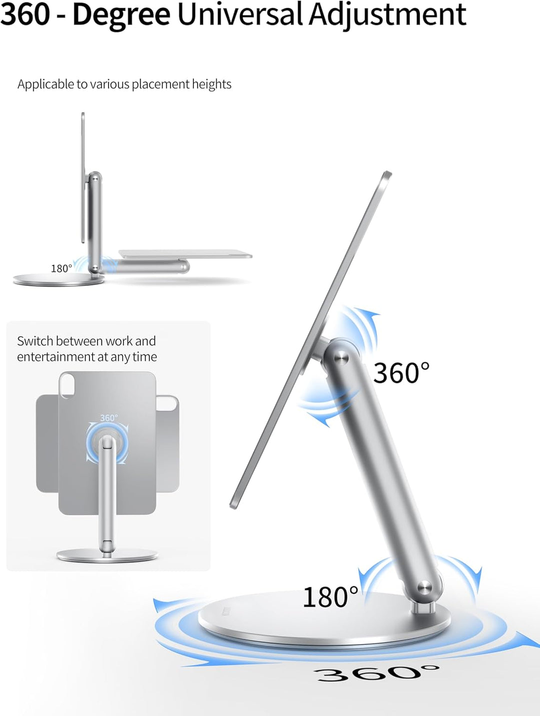LULULOOK Magnetisch iPad mini 7 Ständer mit 360° Drehbar Basis, Faltbar Einstellbar Mini 6 Halterung