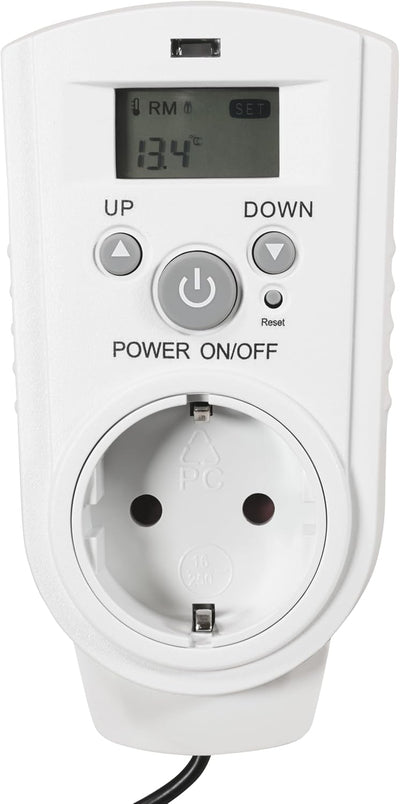 McPower Steckdosen Thermostat | TCU-540 | Klimaregelung 5-30°C, 3.680W 230V/16A inkl. Backup-Akku Di