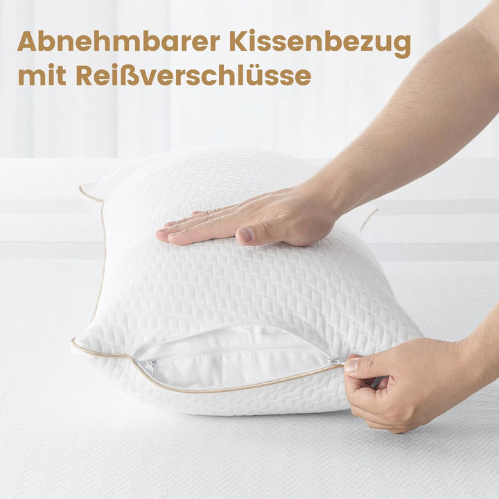 BedStory Kopfkissen 40x80 2er Set mit abziehbarem Bambusfasern Bezug, Antimilben und antibakteriell